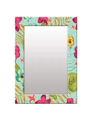 999STORE Printed Mirror on Wall Bathroom Mirrors for Wall Multi Color Flower washroom Bathroom Mirror (MDF_14X20 Inches) MirrorSMP32