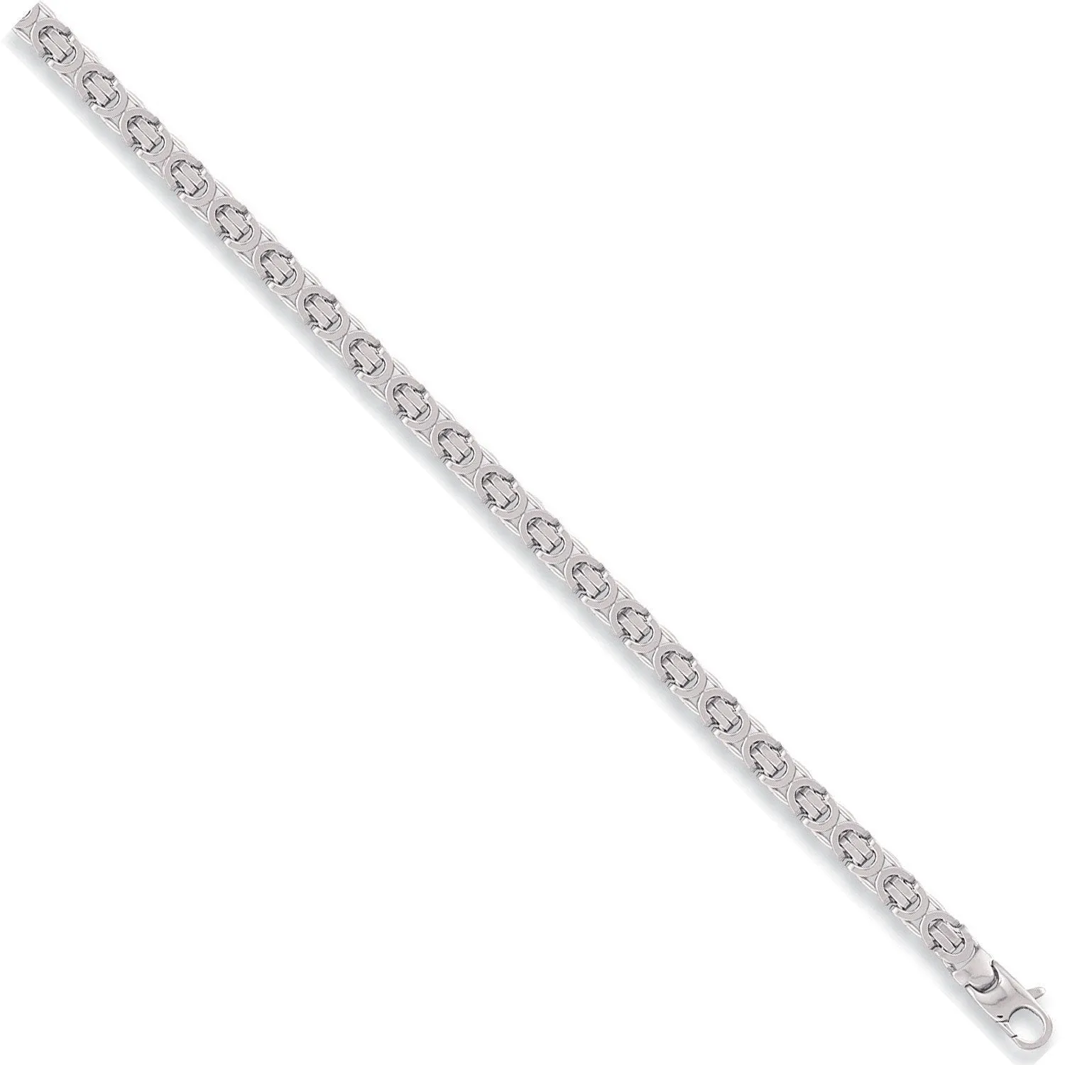 9ct White Gold 6mm 18 Inch Flat Byzantine Necklace 34.0g