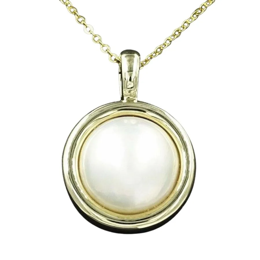 9ct Yellow Gold Mabe Pearl Pendant/Enhancer