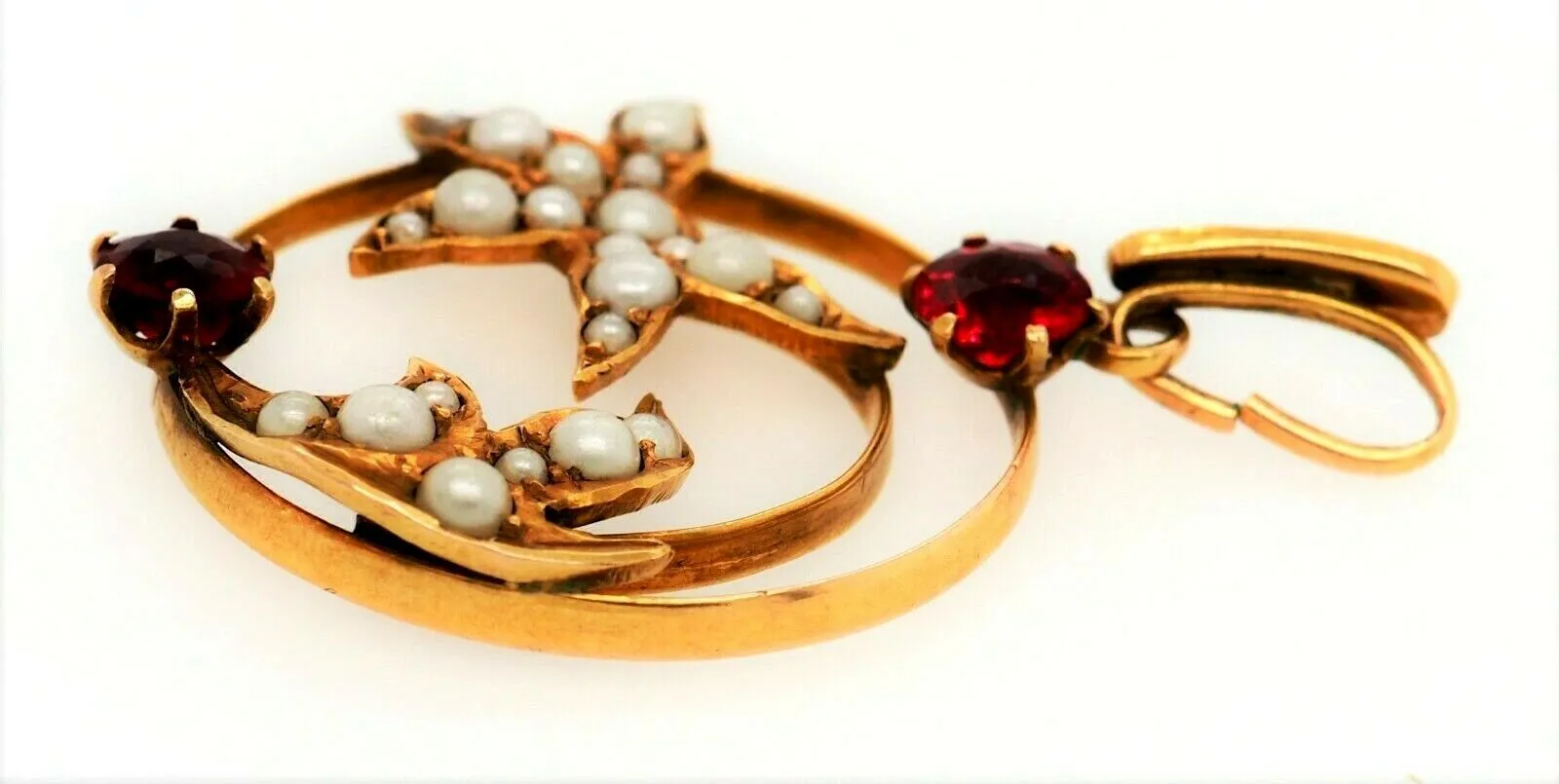 9ct Yellow Gold Pearl & Garnet Pendant