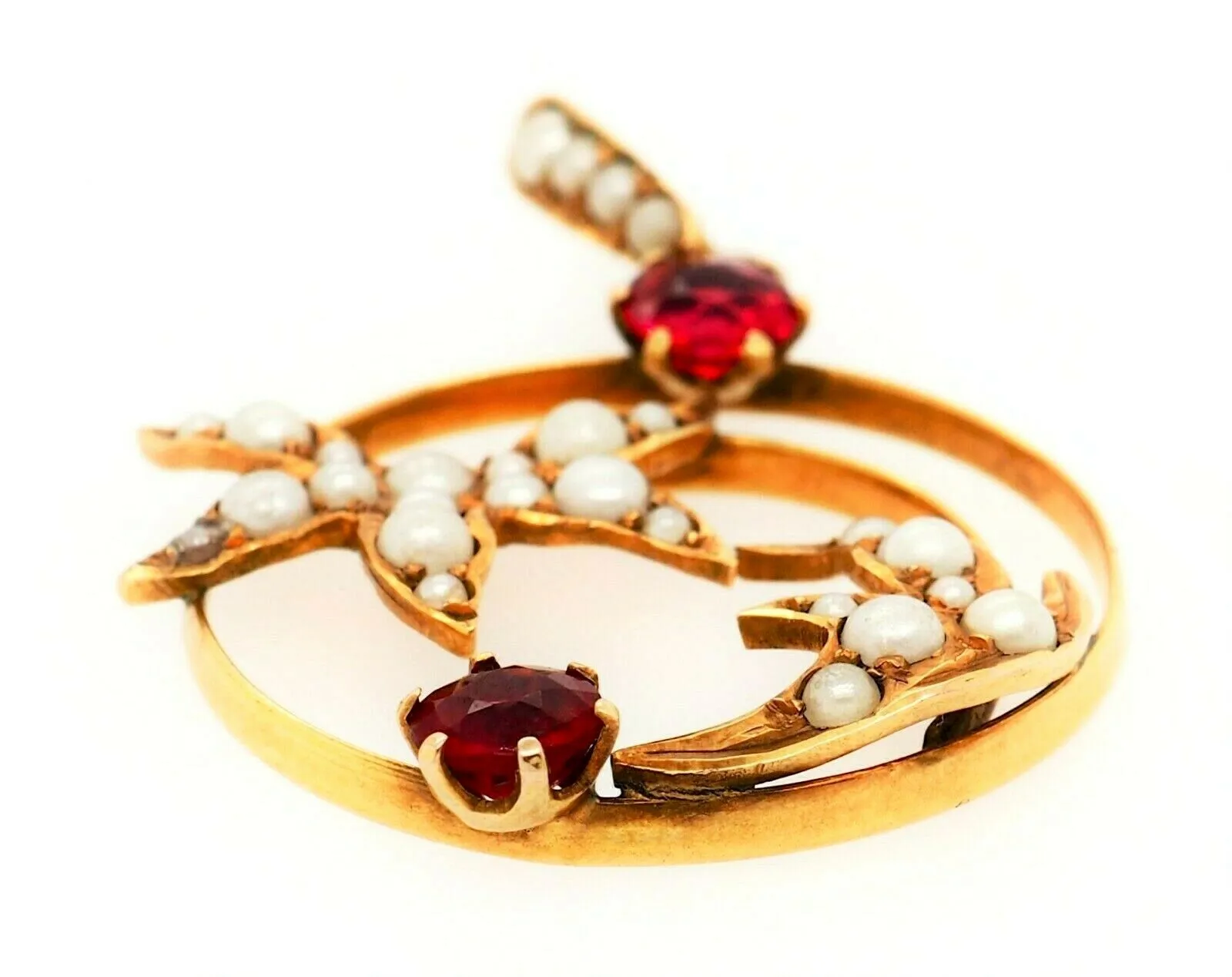 9ct Yellow Gold Pearl & Garnet Pendant
