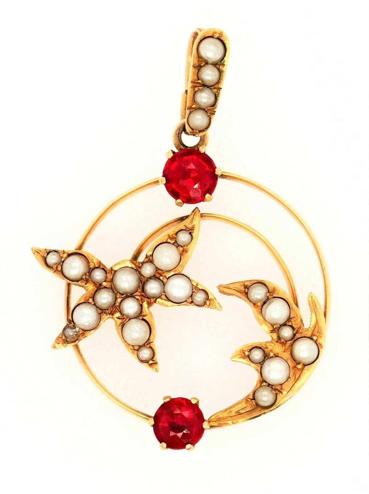 9ct Yellow Gold Pearl & Garnet Pendant