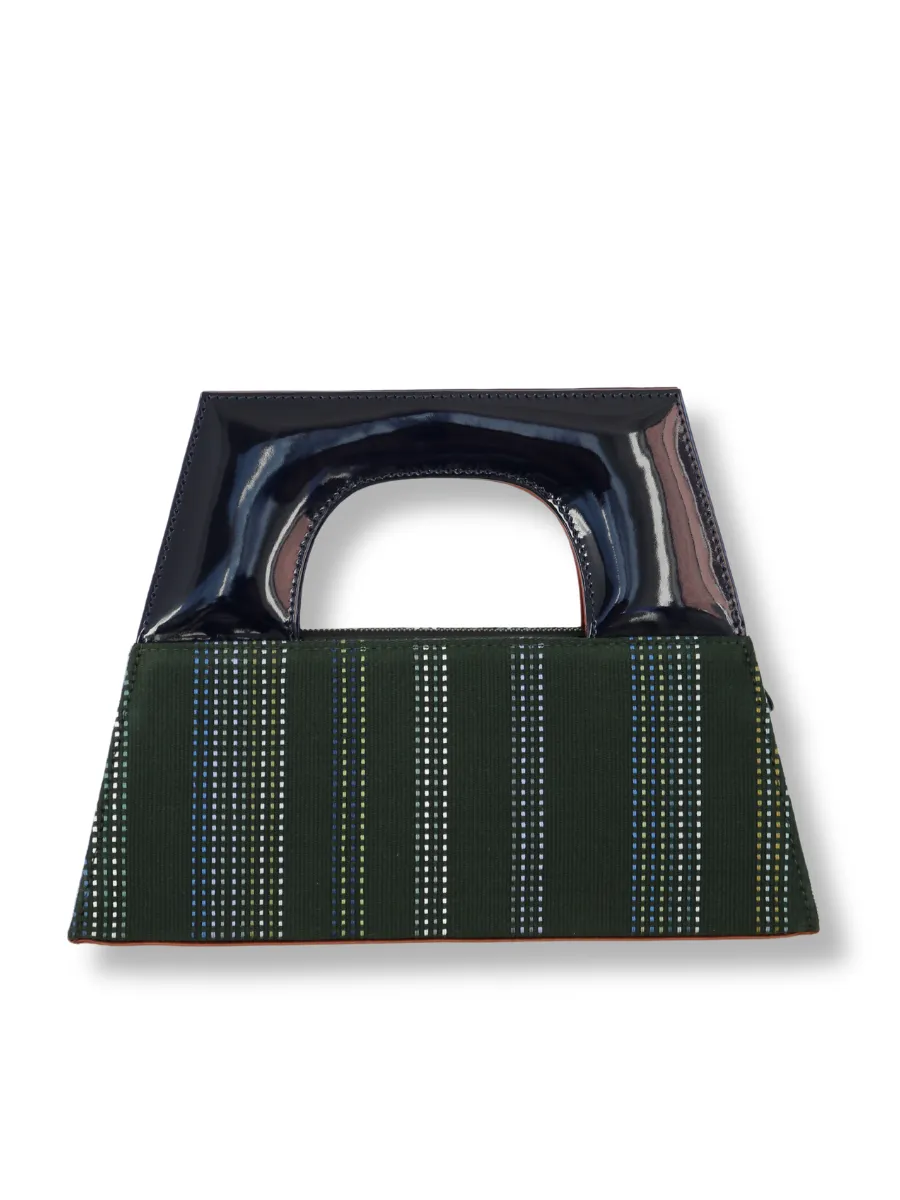 A-Chica Handbag - Greens & Navy Handle