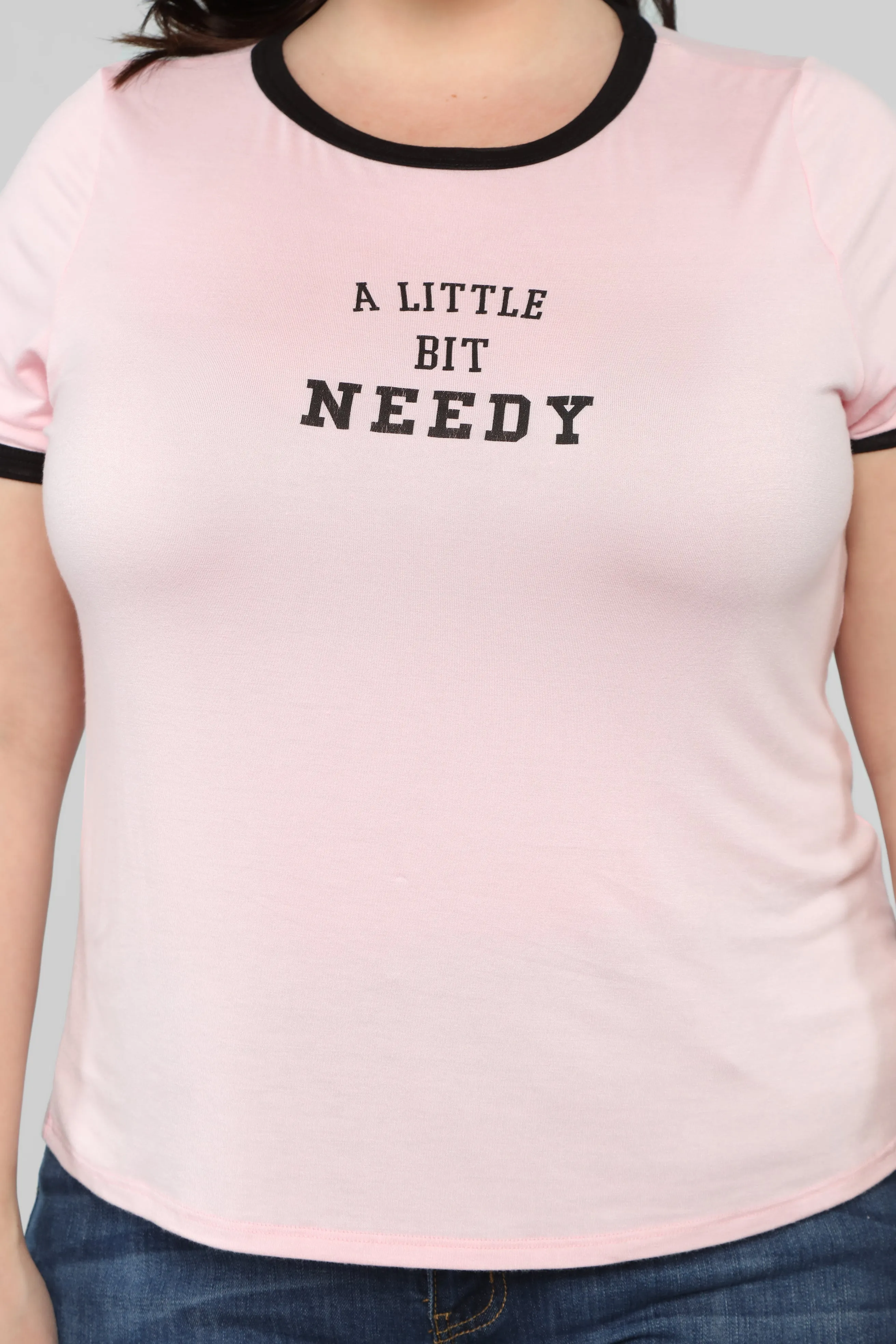 A Little Bit Needy Ringer Top - Pink