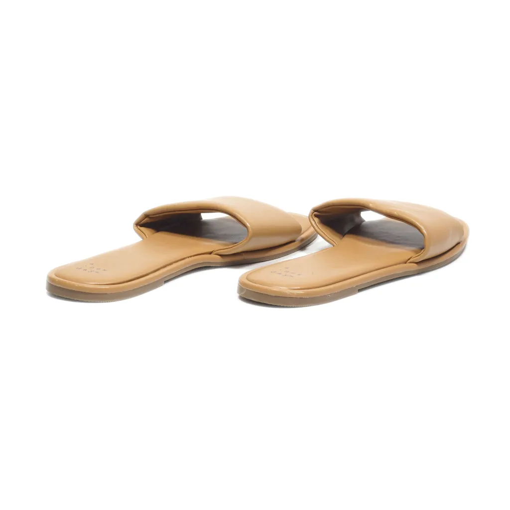 A New Day Sliders Leather Brown Colour For Women