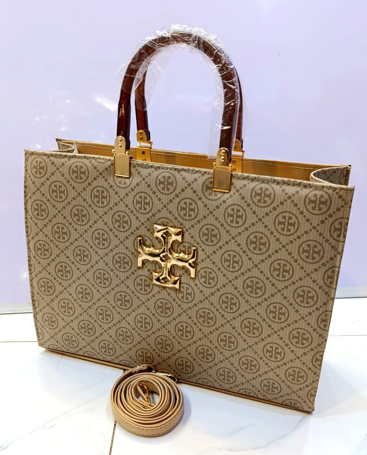 AAA Quality Tory Women's Bag | Big Size & Premium Design (Brown / Gold)