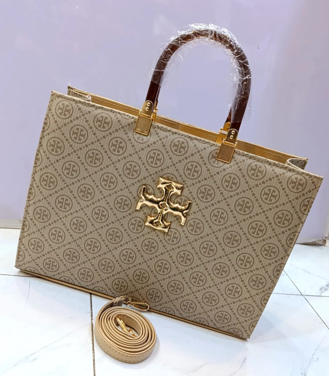 AAA Quality Tory Women's Bag | Big Size & Premium Design (Brown / Gold)