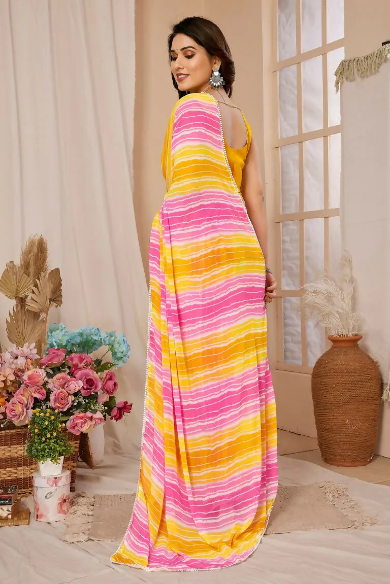 Aafreen Partywear Designer Lemon Georgette Fancy Ready Wear Saree