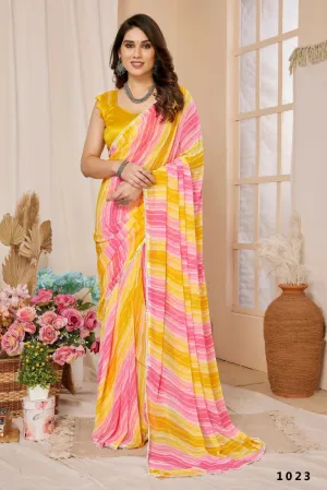 Aafreen Partywear Designer Lemon Georgette Fancy Ready Wear Saree
