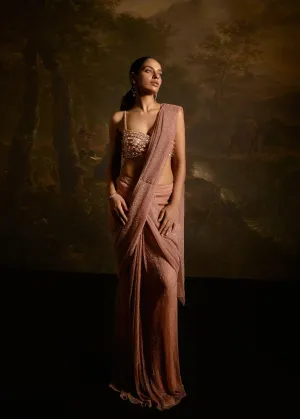 Aazina Blush Pink Pre-Stitched Saree