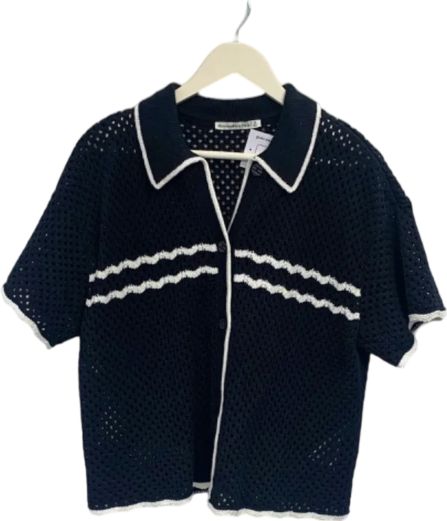 Abercrombie & Fitch Black Open Knit Short Sleeve Cardigan XL