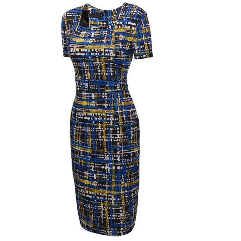Abstract Geo Paint U Neck Dress