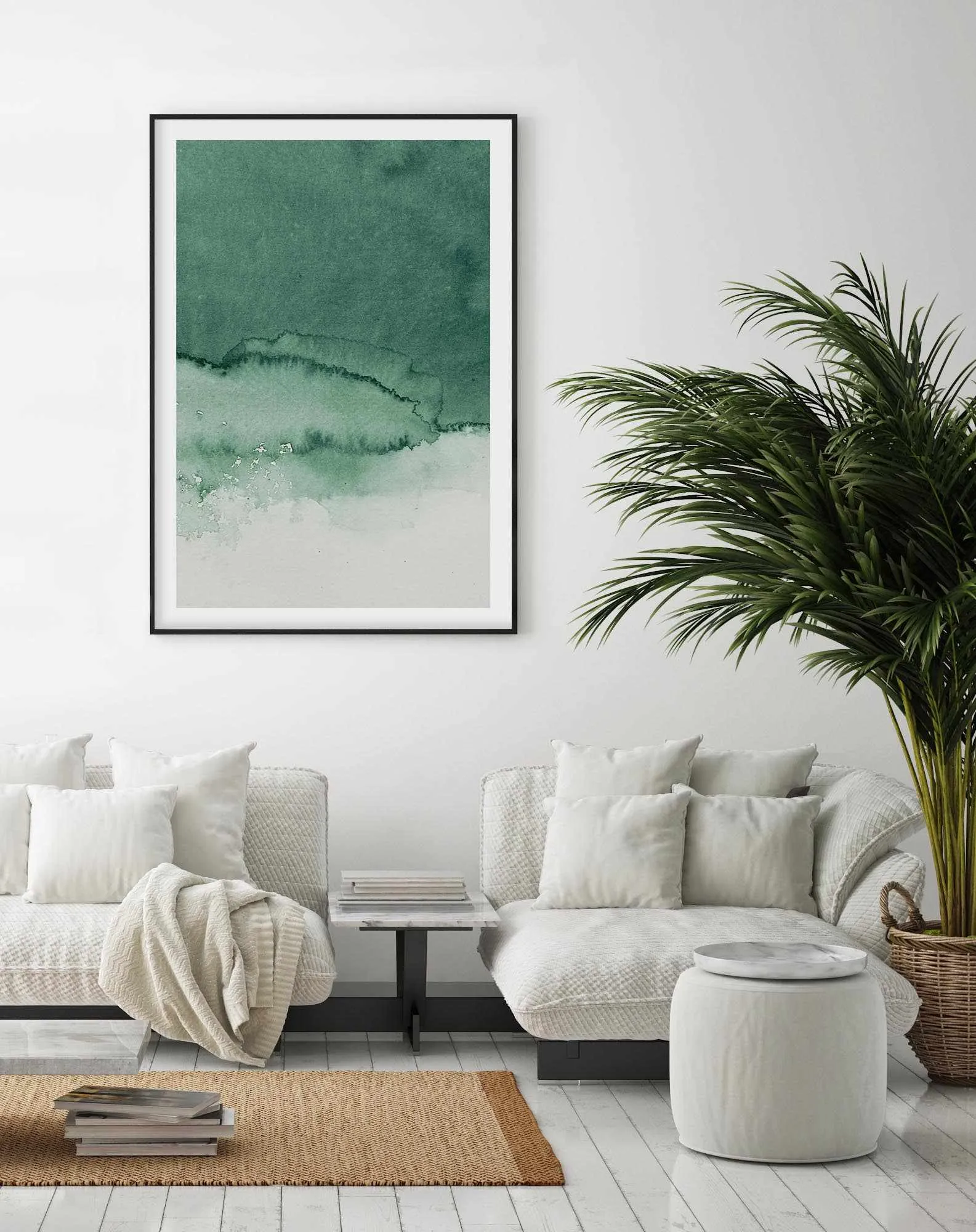 Abstract Green Watercolour III Art Print