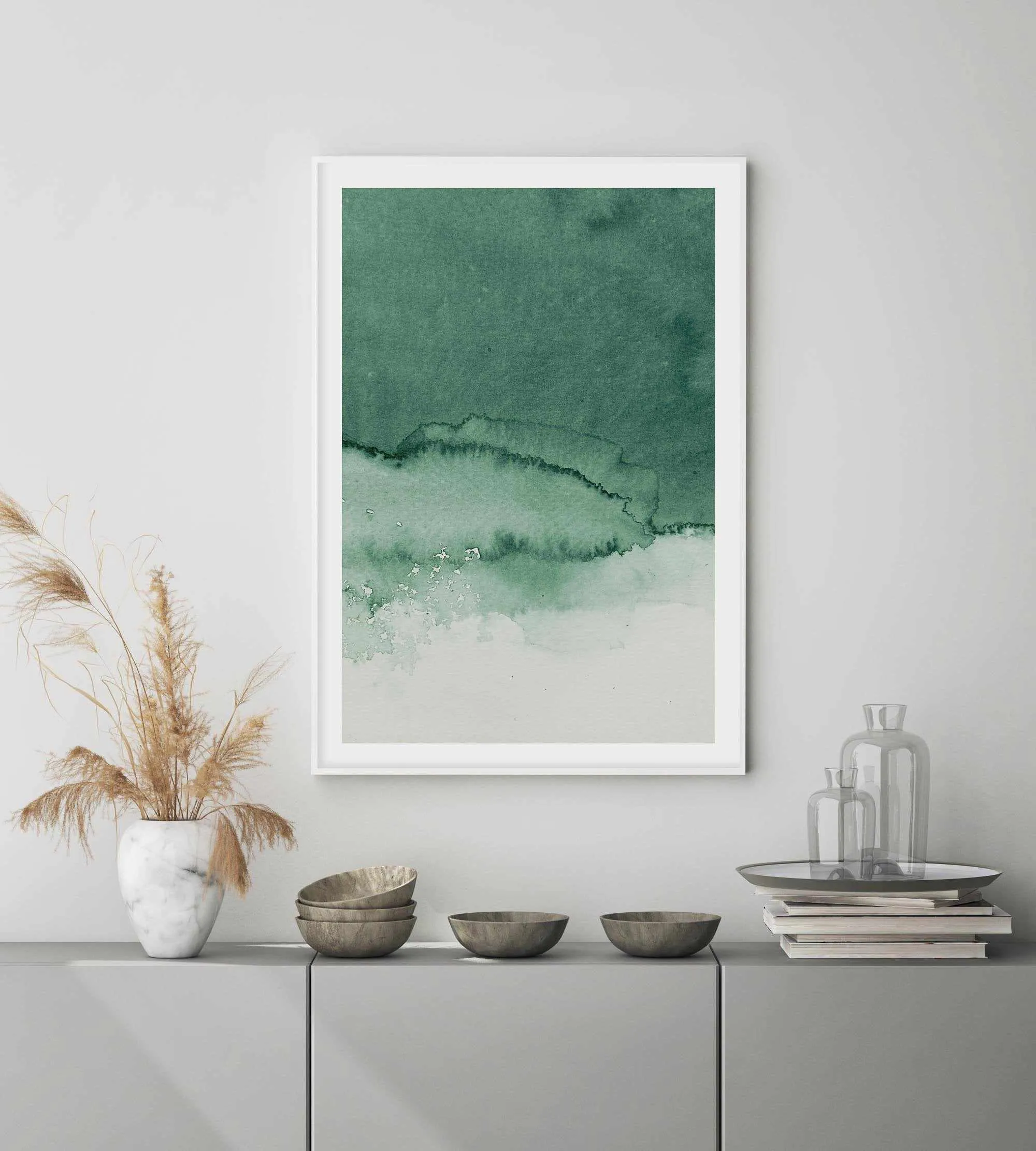 Abstract Green Watercolour III Art Print