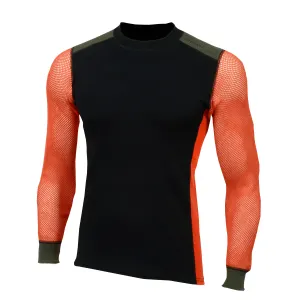 Aclima Men&#x27;s WoolNet Hybrid Crew Neck Jet Black/Poinciana/Olive Nigh | Buy Aclima Men&#x27;s WoolNet Hybrid Crew Neck Jet Black/Poinciana/Olive Nigh here | Outnorth
