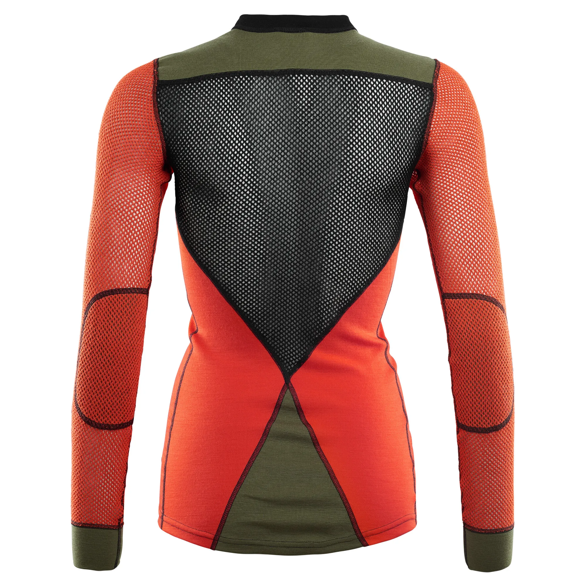 Aclima Women&#x27;s WoolNet Hybrid Crew Neck Jet Black/Poinciana/Capulet Olive | Buy Aclima Women&#x27;s WoolNet Hybrid Crew Neck Jet Black/Poinciana/Capulet Olive here | Outnorth