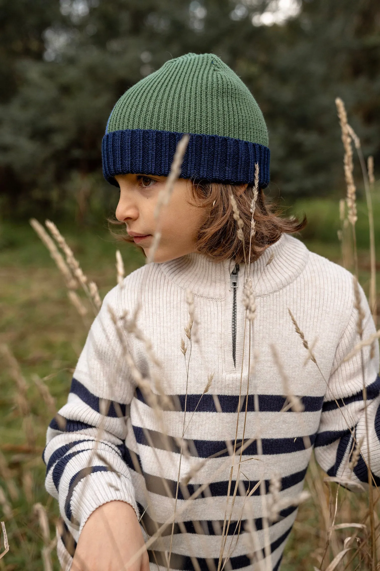 Acorn River Merino Beanie - Green/Blue