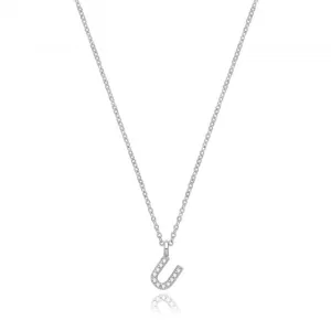 Acotis Silver Necklace Rhodium Plated Zirconia Initial G3395/U