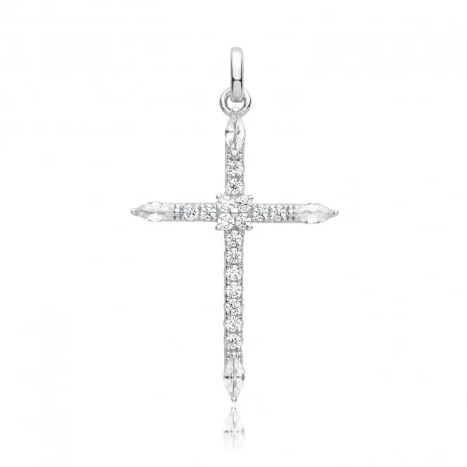 Acotis Silver Pendant Rhodium Plated Zirconia Cross G61130