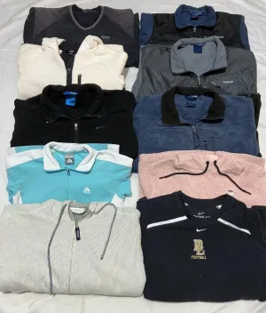 Adidas, Reebok, Fila, and Nike Fleece Jackets - 15 Pieces