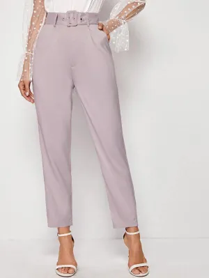 Adjustable Belted Cropped Tailored Pants
