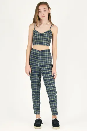 Adjustable Cami Top and Pants - Flannel Green Plaid