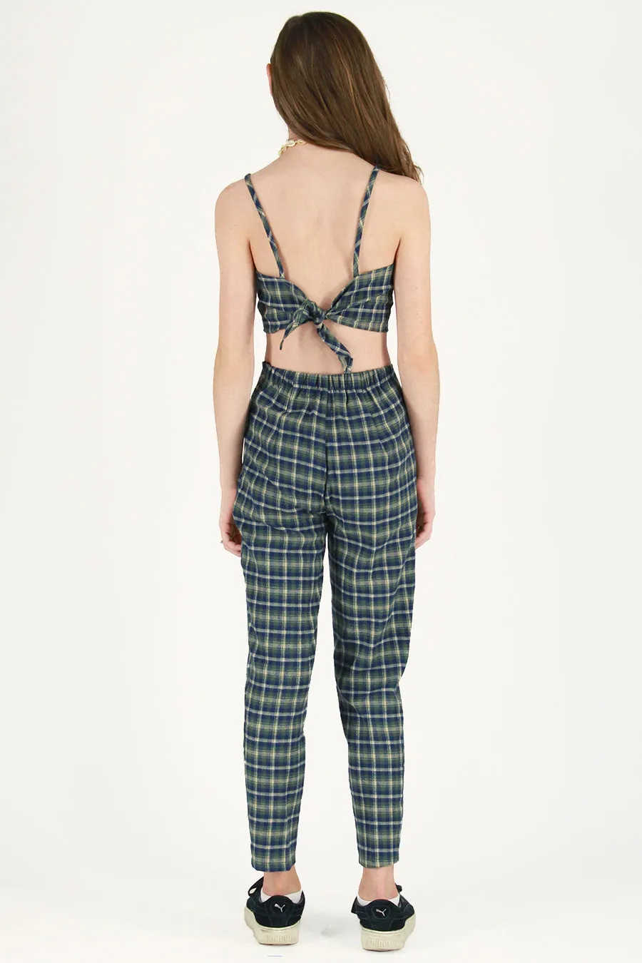 Adjustable Cami Top and Pants - Flannel Green Plaid