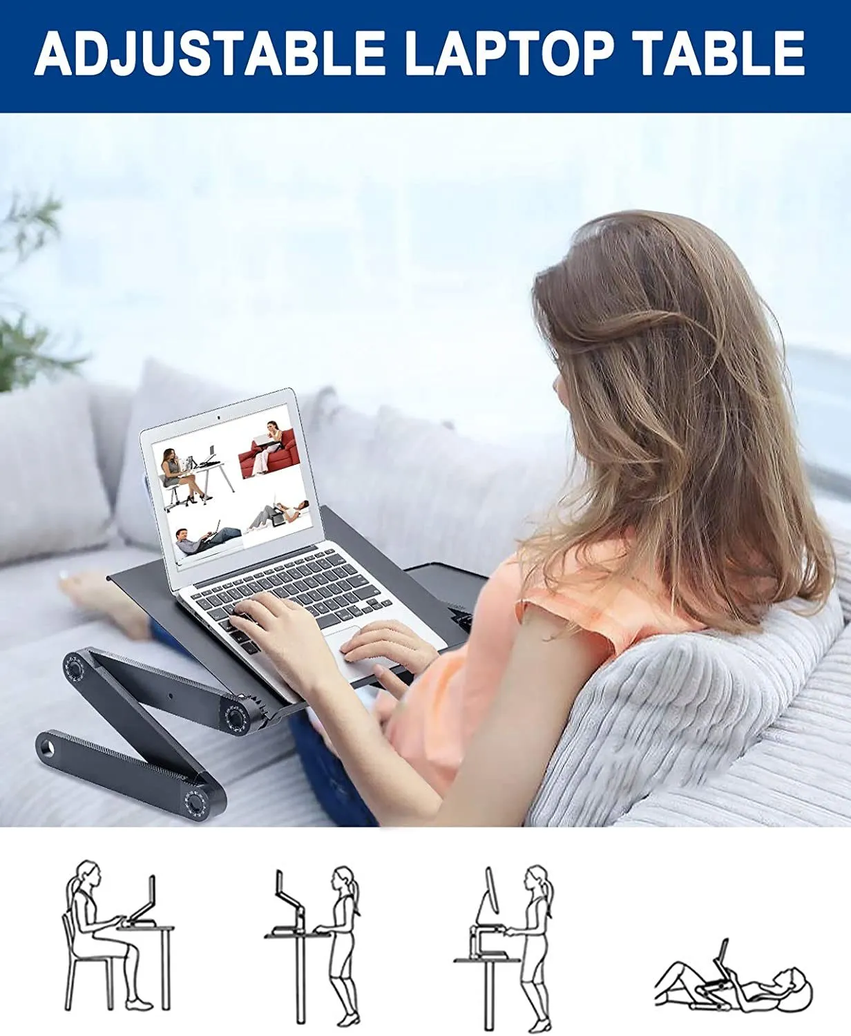 Adjustable Standing Lap Desk with Mouse Pad