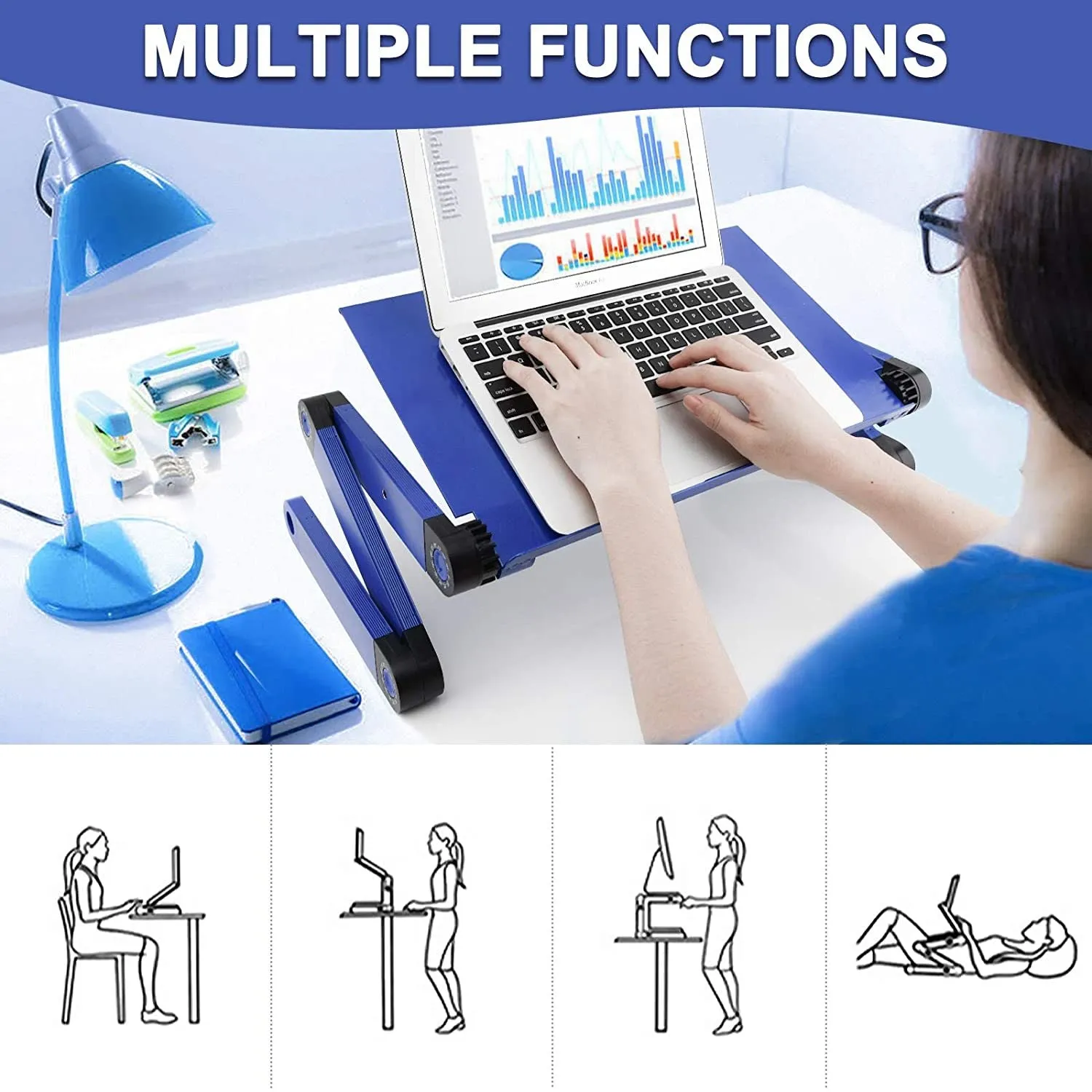 Adjustable Standing Lap Desk with Mouse Pad
