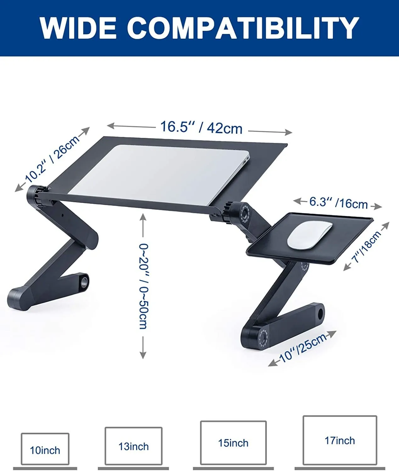 Adjustable Standing Lap Desk with Mouse Pad