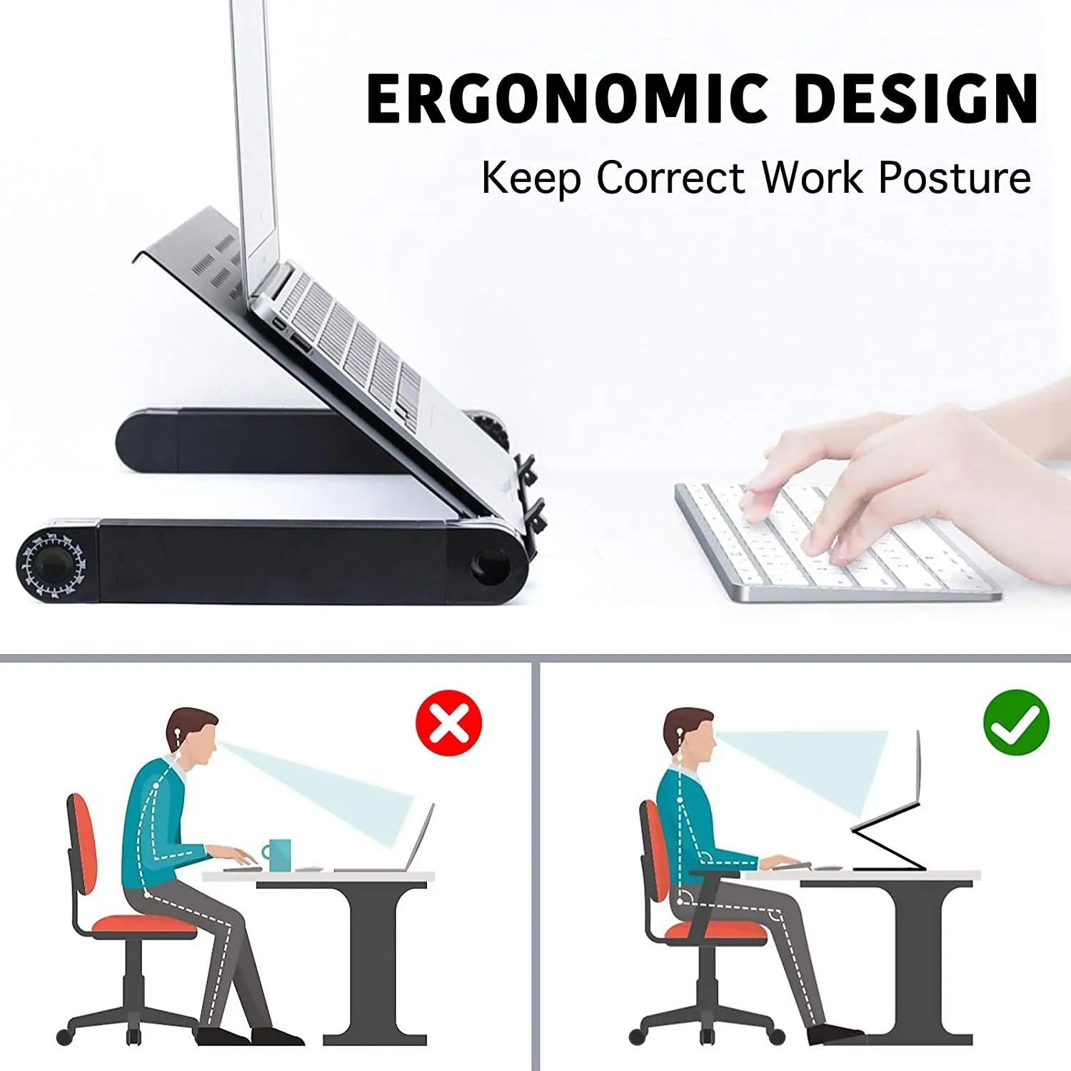 Adjustable Standing Lap Desk with Mouse Pad