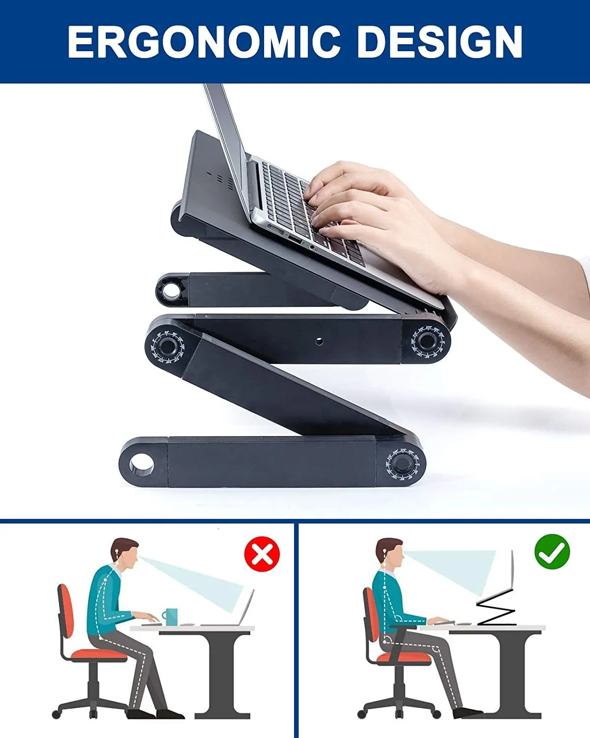Adjustable Standing Lap Desk with Mouse Pad