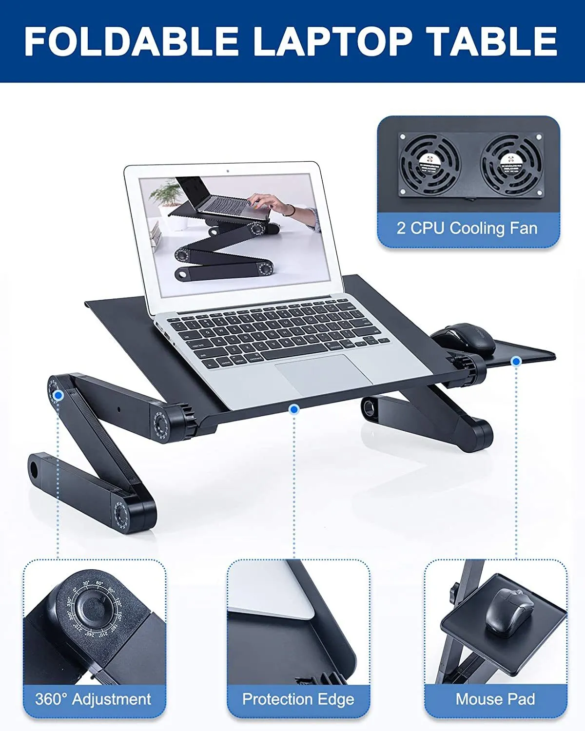 Adjustable Standing Lap Desk with Mouse Pad