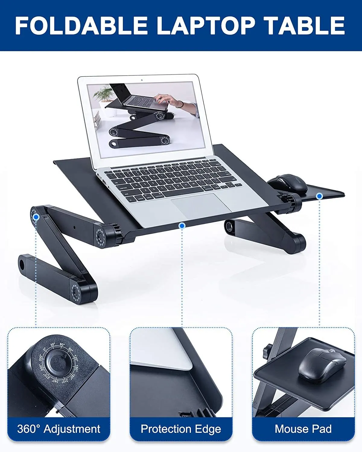 Adjustable Standing Lap Desk with Mouse Pad