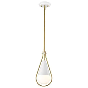Admiral 7 in. Pendant Light Matte White and Natural Brass Finish