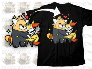 Adorable Pokemon Bewear Hugging Fennekin Cartoon Png Digital Download