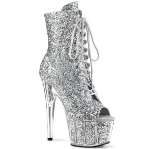 Adore-1021G Silver Glitter, 7" Heels