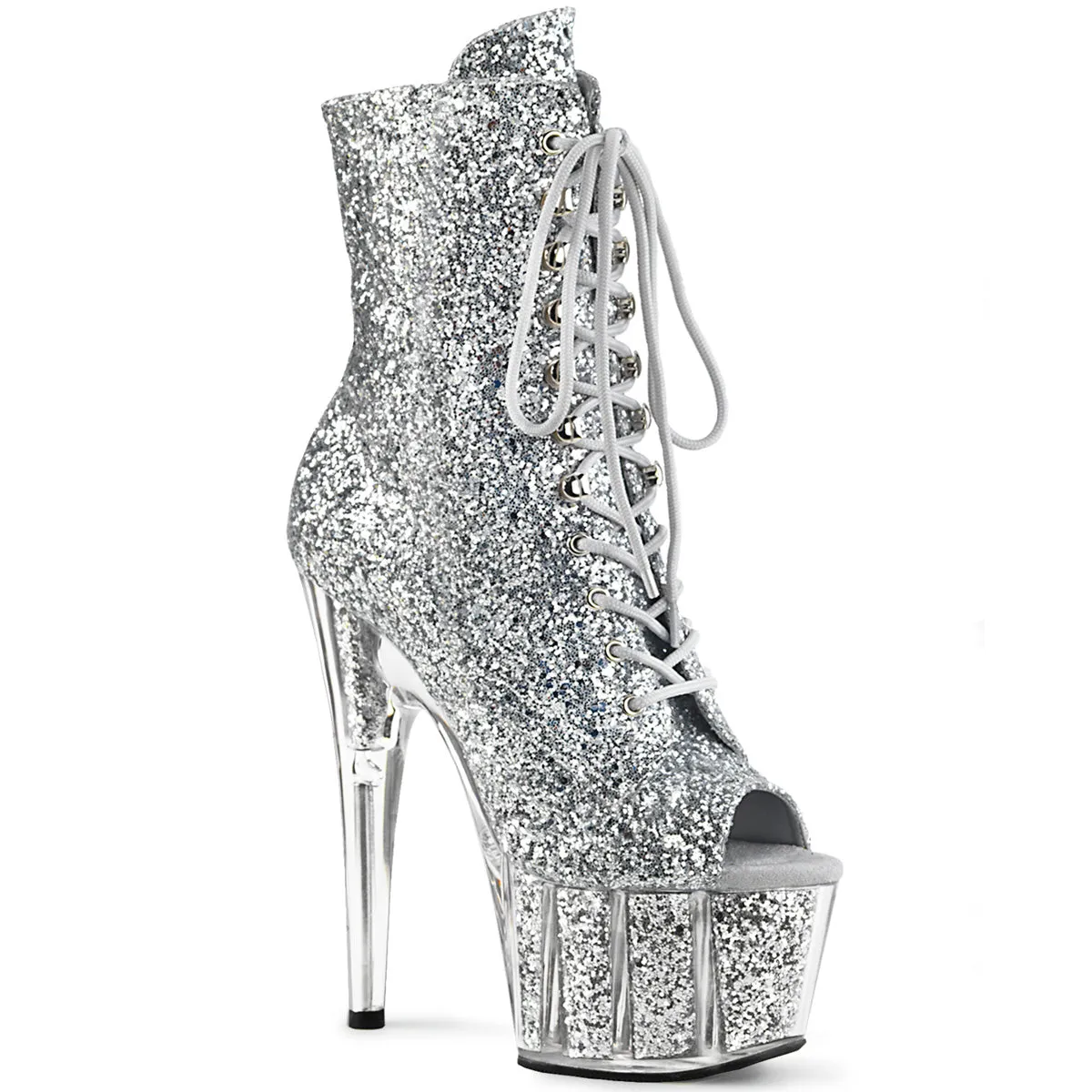 Adore-1021G Silver Glitter, 7" Heels