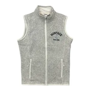 Adult Embroidered Charles River Montauk The End Anchor Logo Full Zip-Up Vest in Heather Grey