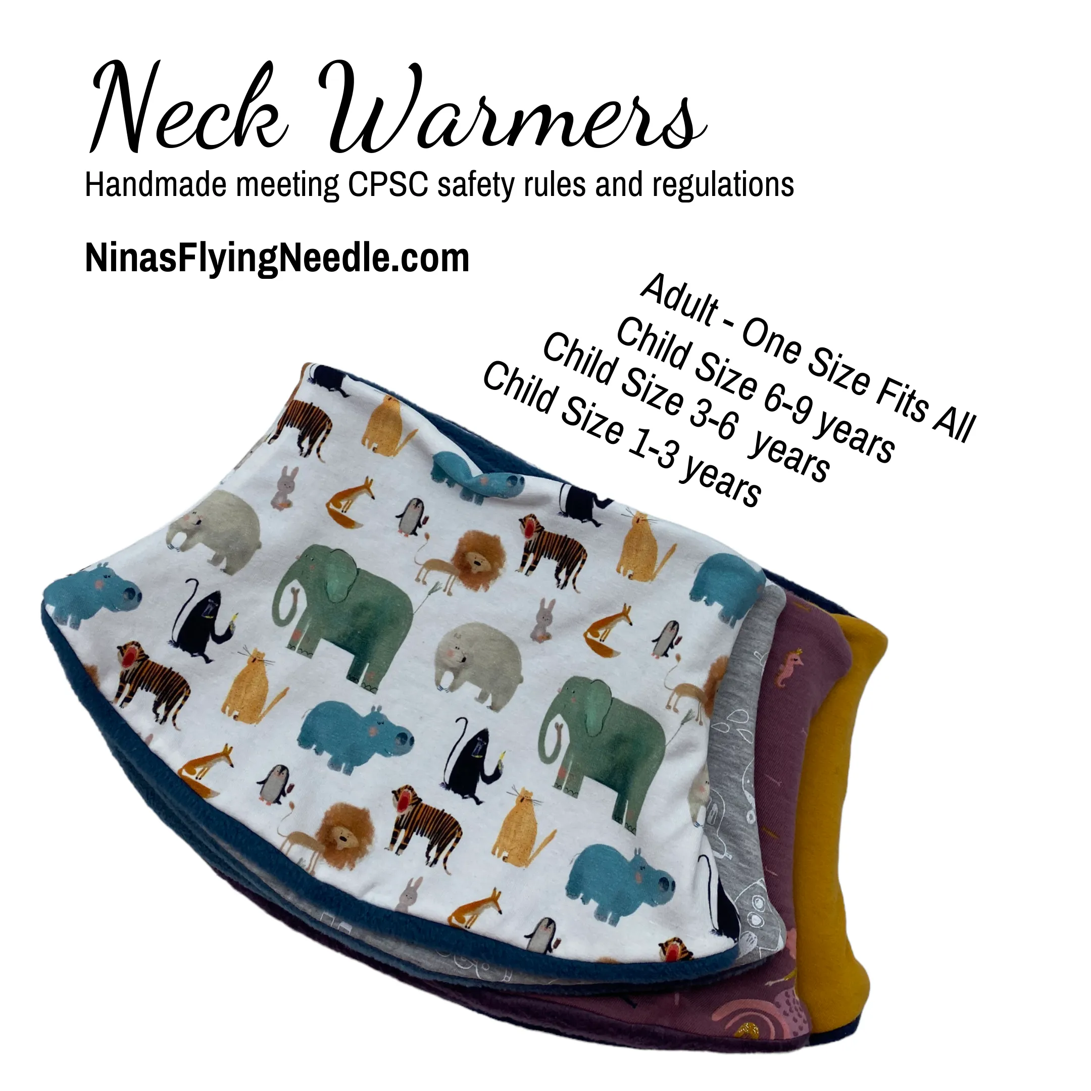 Adult Handmade Neck Warmer Rainbow Retro