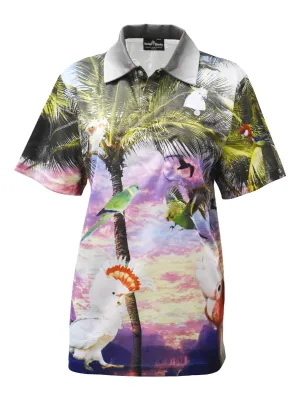 Adult Short Sleeve  Gardening Tropical Sun Shirt - Parrots