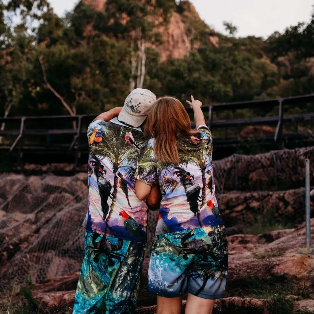 Adult Short Sleeve  Gardening Tropical Sun Shirt - Parrots