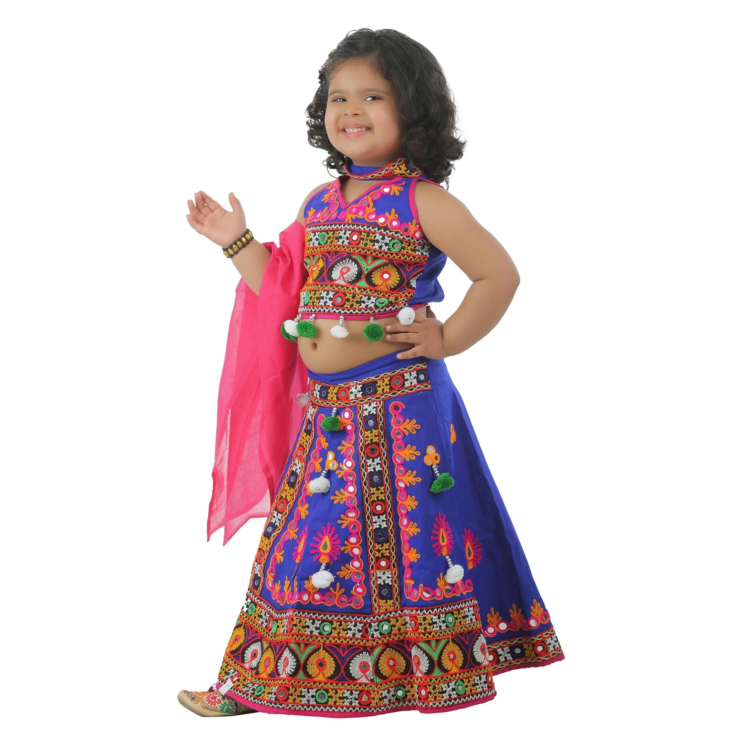 Ahhaaaa Kids Ethnic Cotton Blend Radha Dress Lehenga Choli Chania Choli Set For Baby Girls