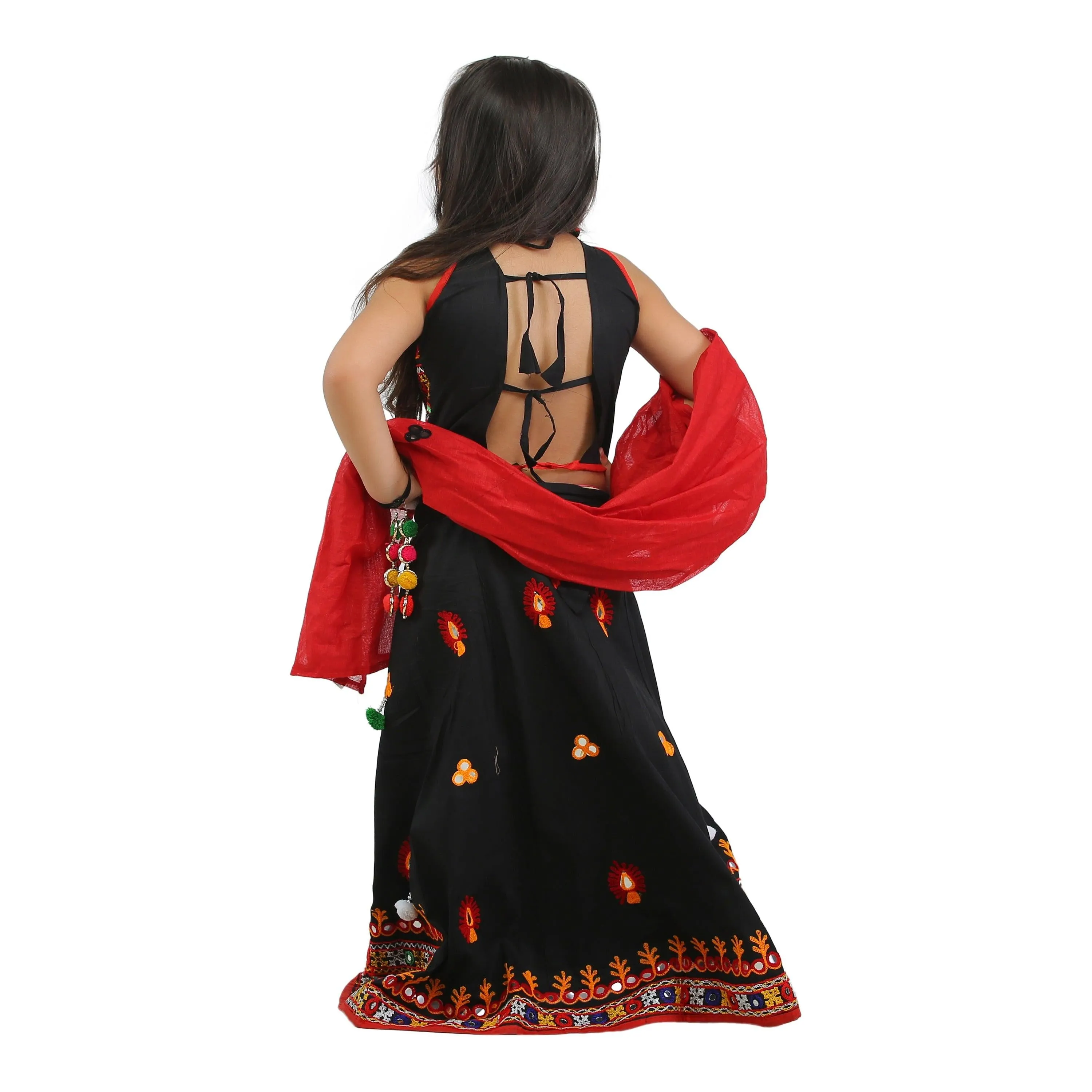 Ahhaaaa Kids Ethnic Cotton Blend Radha Dress Lehenga Choli Chania Choli Set For Baby Girls