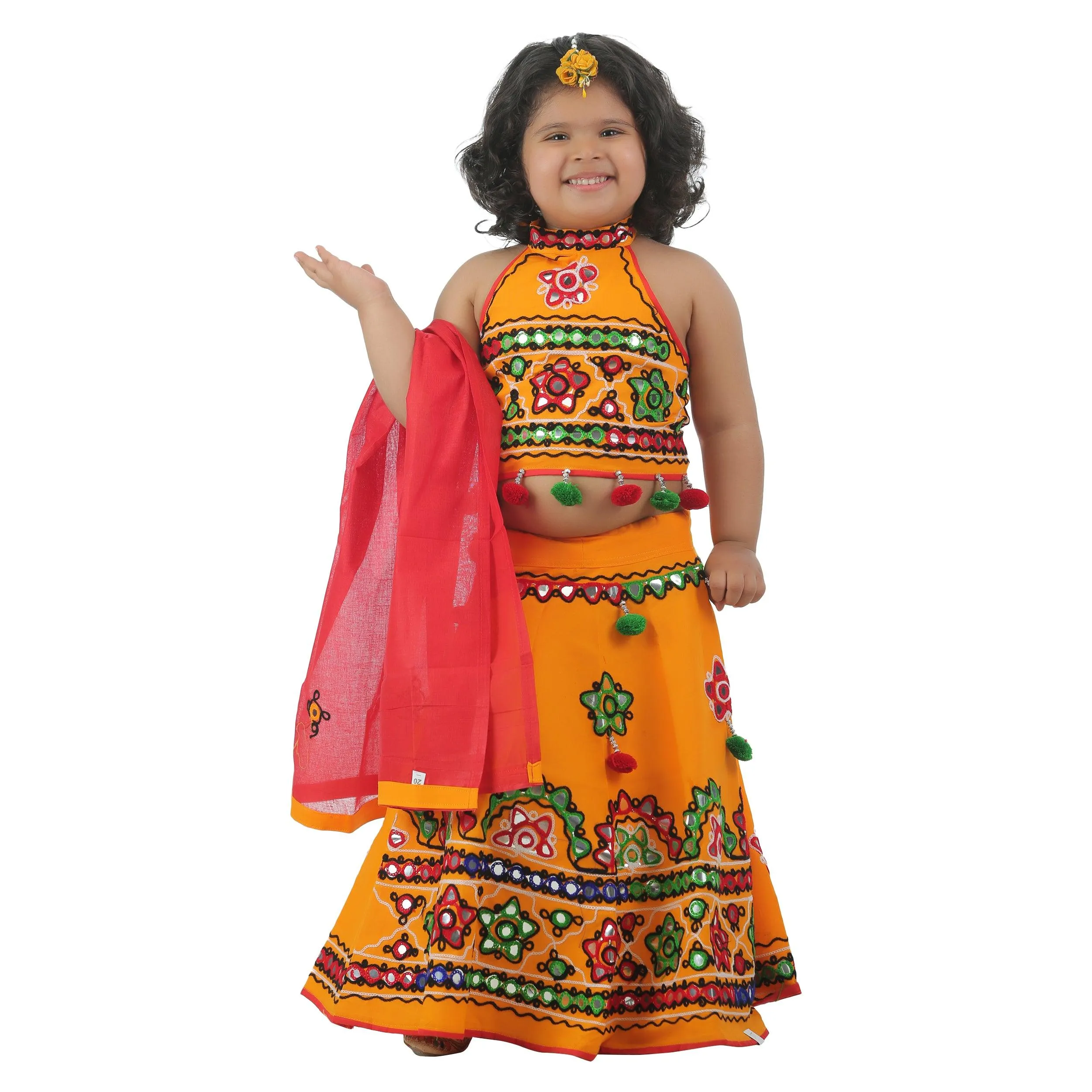 Ahhaaaa Kids Ethnic Cotton Blend Radha Dress Lehenga Choli Chania Choli Set For Baby Girls