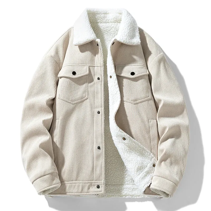 Aidase Men's Jackets and Coats Fashion Warm Corduroy Thick Coats 2024 Winter Fashion Men's Coats Down Jackets Men's Cotton Clothing