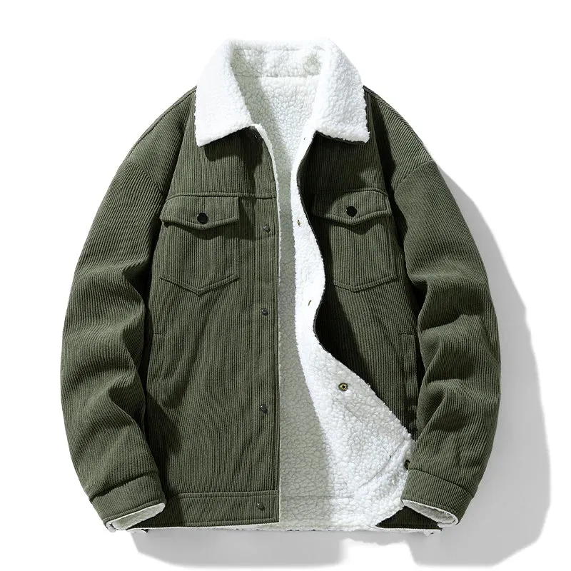 Aidase Men's Jackets and Coats Fashion Warm Corduroy Thick Coats 2024 Winter Fashion Men's Coats Down Jackets Men's Cotton Clothing