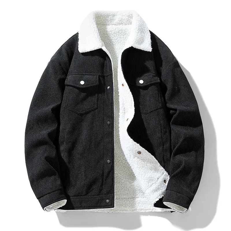 Aidase Men's Jackets and Coats Fashion Warm Corduroy Thick Coats 2024 Winter Fashion Men's Coats Down Jackets Men's Cotton Clothing