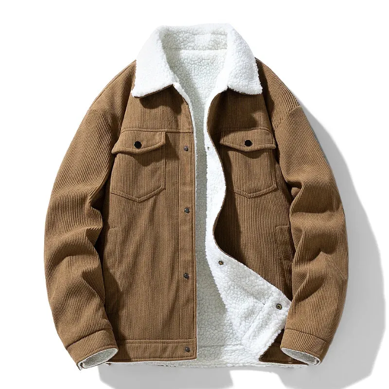 Aidase Men's Jackets and Coats Fashion Warm Corduroy Thick Coats 2024 Winter Fashion Men's Coats Down Jackets Men's Cotton Clothing