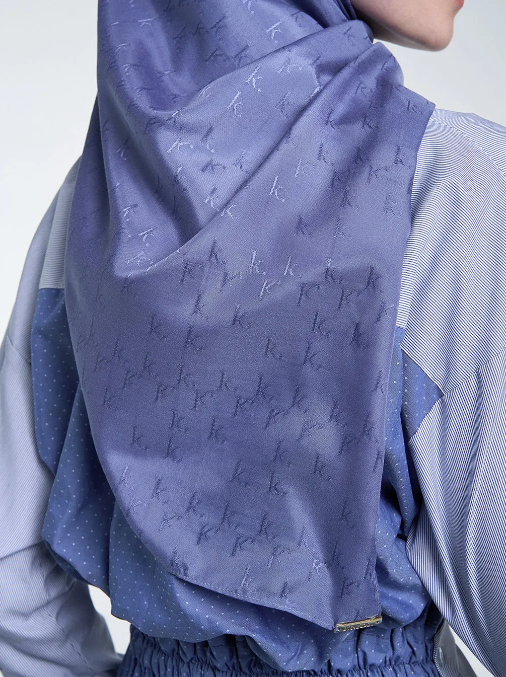 AIRY JACQUARD VOILE SCARF PLAIN BLUE